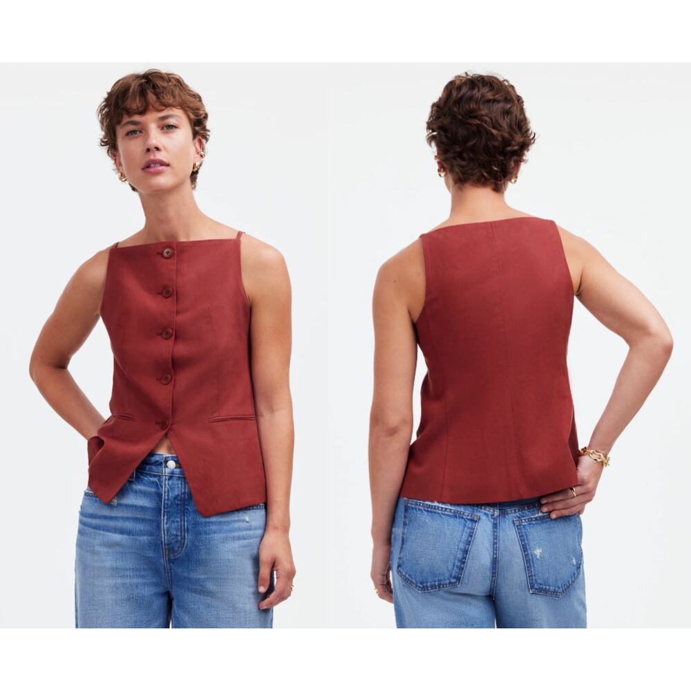 Madewell Rust Button-Front Top - image 1